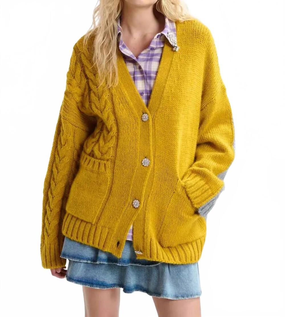 NEW ESSENTIEL ANTWERP jokes bicolour cardigan in yellow combo